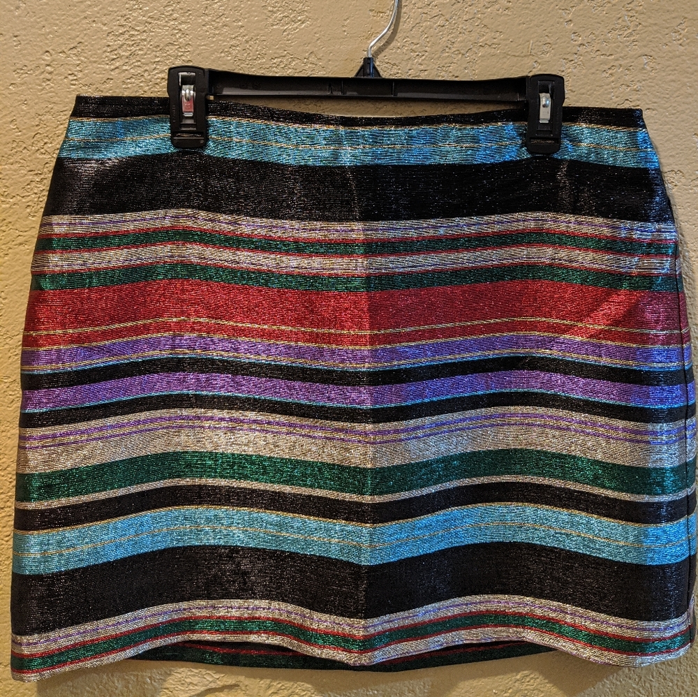 Trina Turk Rico Metallic Stripe Mini Skirt